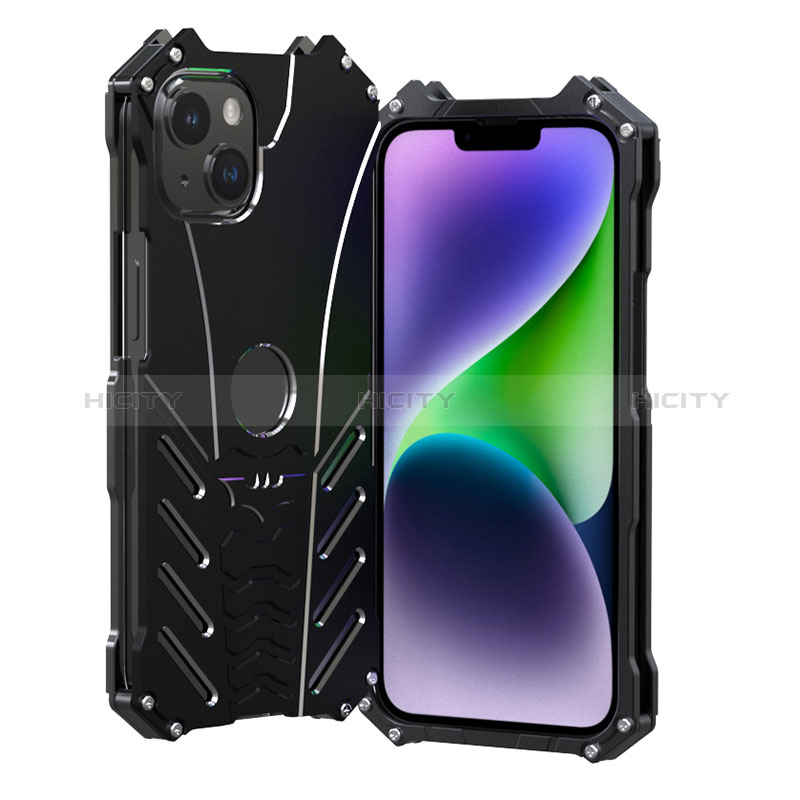 Funda Lujo Marco de Aluminio Carcasa P01 para Apple iPhone 14 Plus Negro