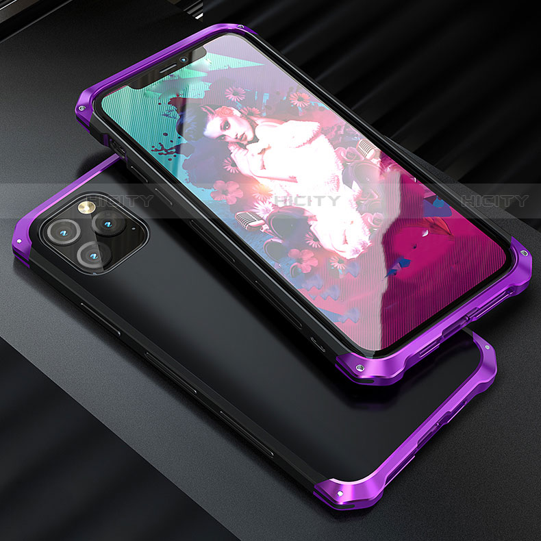 Funda Lujo Marco de Aluminio Carcasa para Apple iPhone 11 Pro Morado