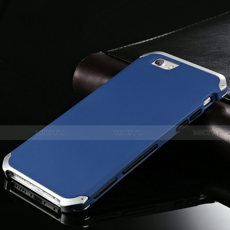 Funda Lujo Marco de Aluminio Carcasa para Apple iPhone 6S Azul