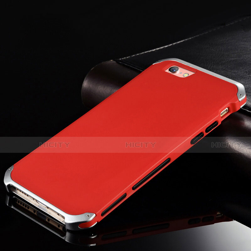 Funda Lujo Marco de Aluminio Carcasa para Apple iPhone 6S Rojo