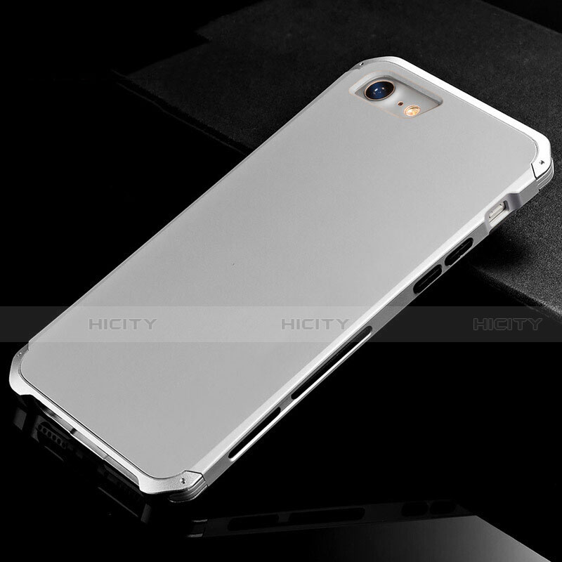 Funda Lujo Marco de Aluminio Carcasa para Apple iPhone 7 Plata