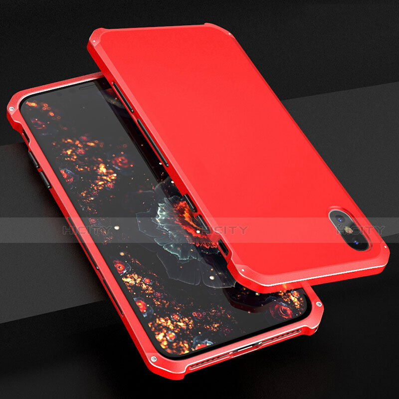 Funda Lujo Marco de Aluminio Carcasa para Apple iPhone Xs Max Rojo