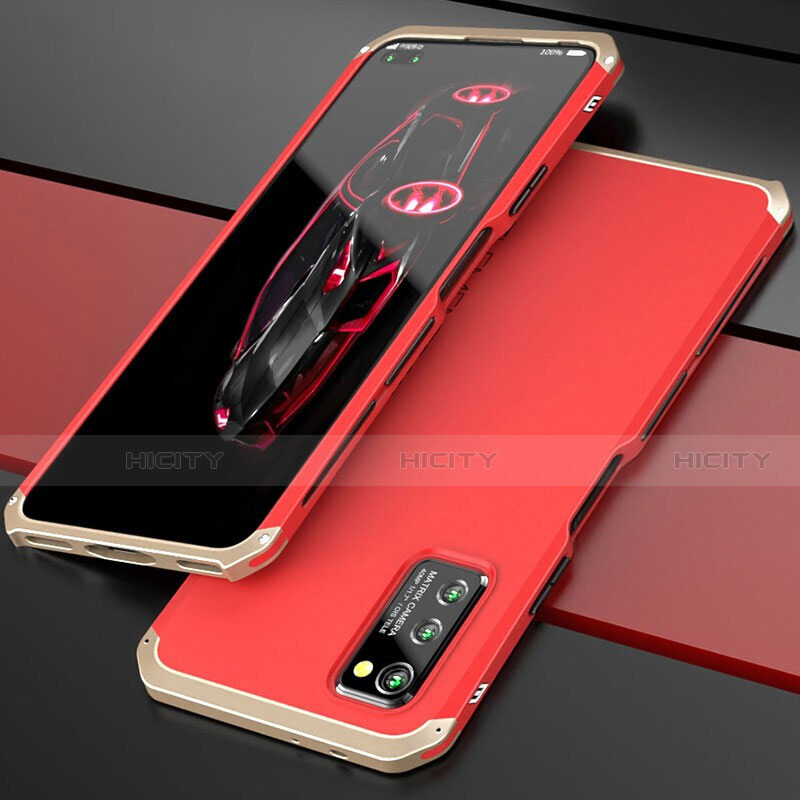 Funda Lujo Marco de Aluminio Carcasa para Huawei Honor V30 5G Oro y Rojo