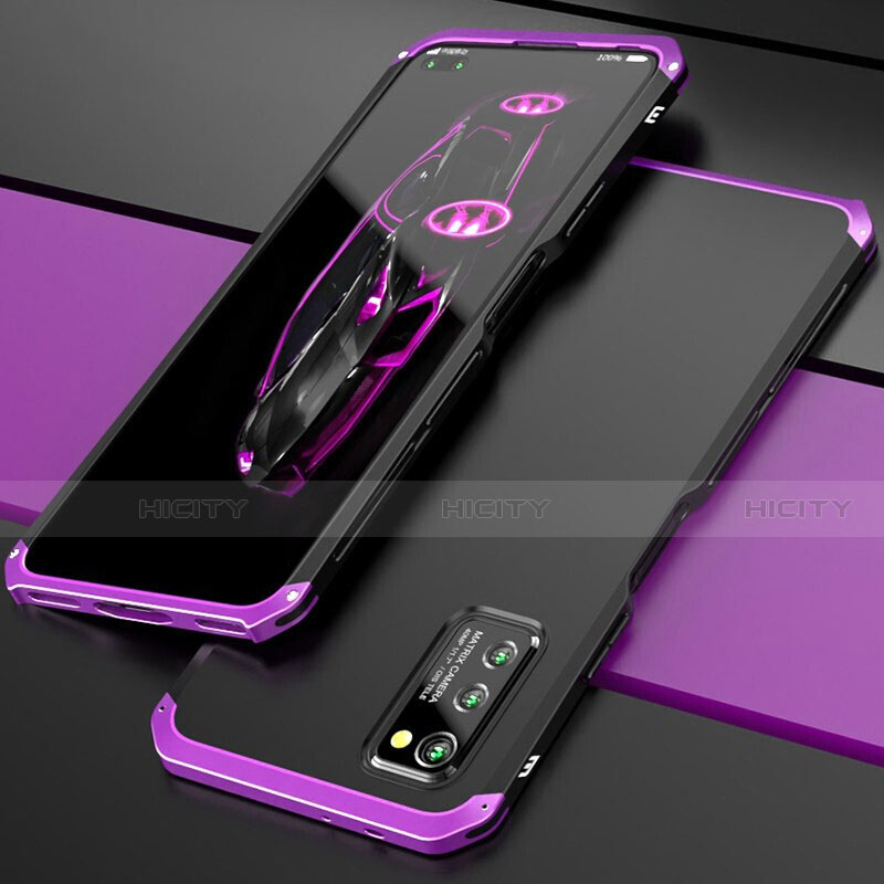 Funda Lujo Marco de Aluminio Carcasa para Huawei Honor V30 Pro 5G Morado y Negro