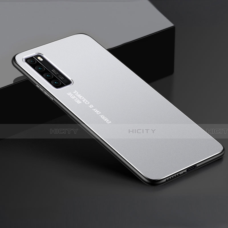 Funda Lujo Marco de Aluminio Carcasa para Huawei Nova 7 5G Plata