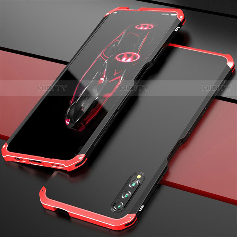 Funda Lujo Marco de Aluminio Carcasa para Huawei P Smart Pro (2019) Rojo y Negro