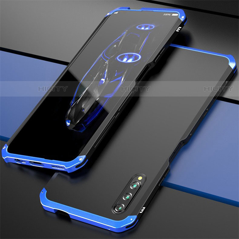 Funda Lujo Marco de Aluminio Carcasa para Huawei Y9s Azul y Negro