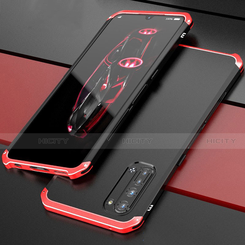 Funda Lujo Marco de Aluminio Carcasa para Oppo F15 Rojo y Negro