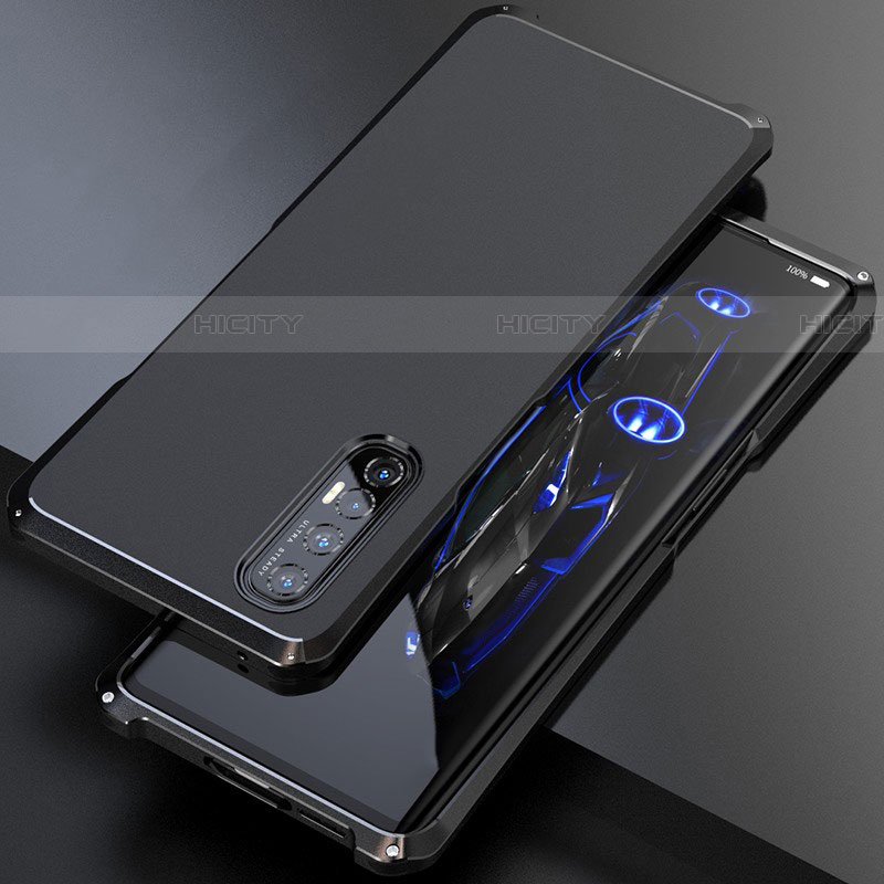 Funda Lujo Marco de Aluminio Carcasa para Oppo Find X2 Neo Negro