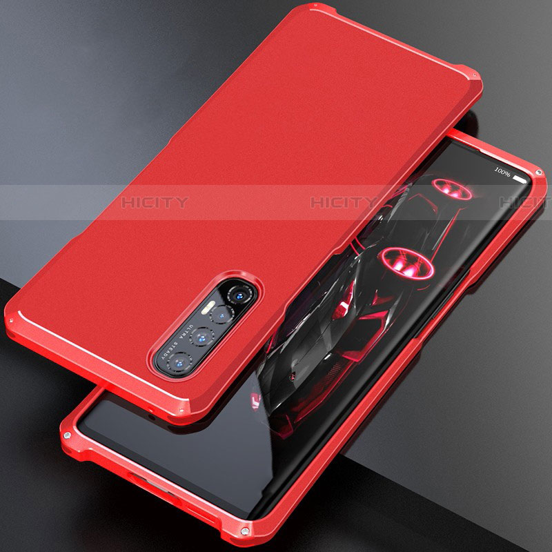 Funda Lujo Marco de Aluminio Carcasa para Oppo Reno3 Pro Rojo