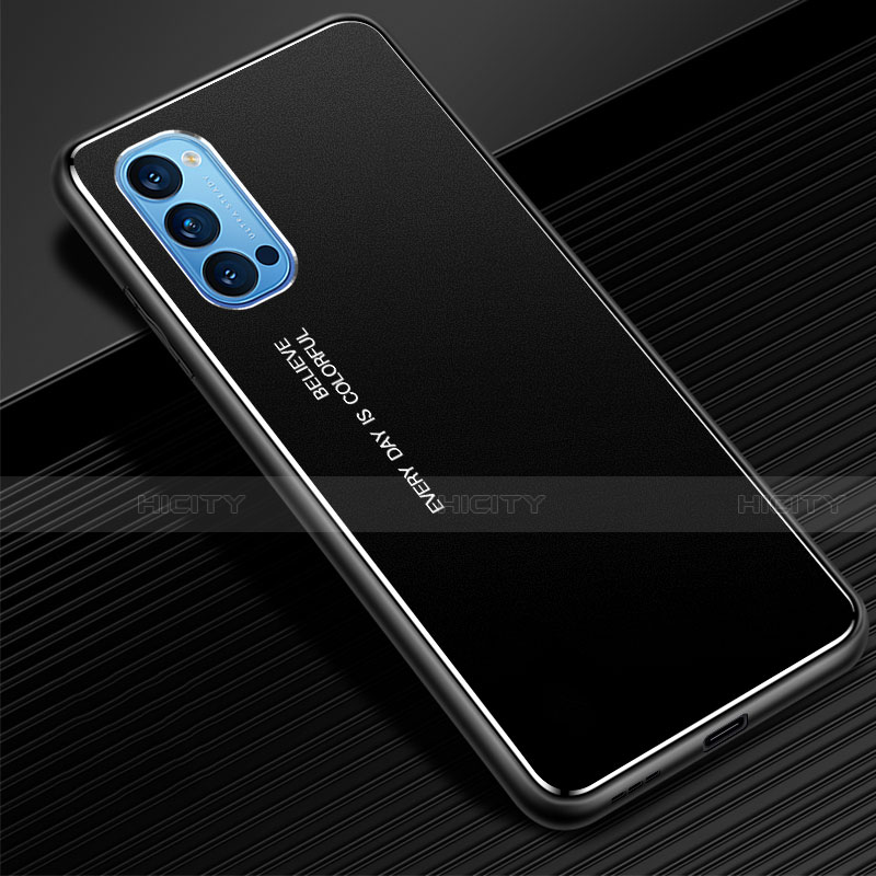 Funda Lujo Marco de Aluminio Carcasa para Oppo Reno4 Pro 5G Negro