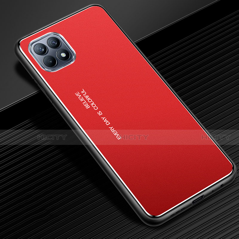 Funda Lujo Marco de Aluminio Carcasa para Oppo Reno4 SE 5G Rojo