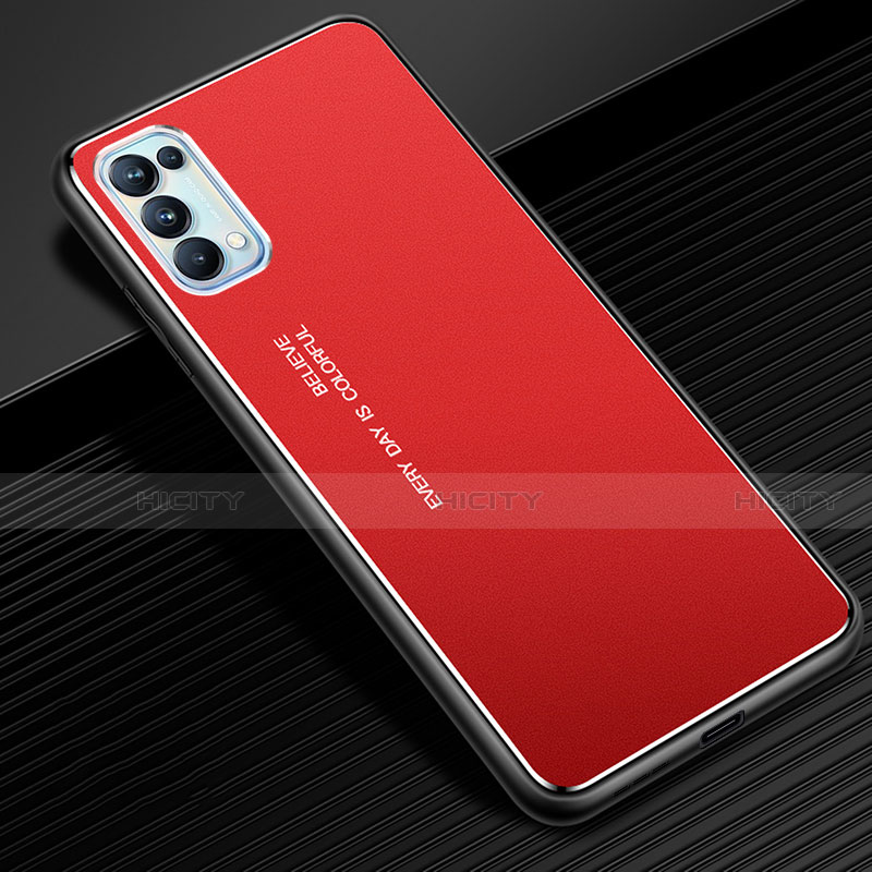 Funda Lujo Marco de Aluminio Carcasa para Oppo Reno5 5G Rojo