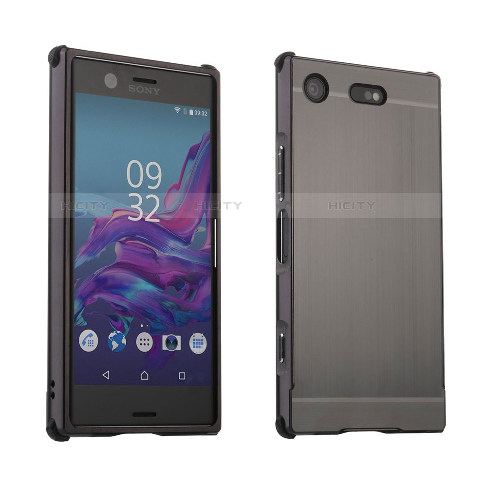 Funda Lujo Marco de Aluminio Carcasa para Sony Xperia XZ1 Compact Gris