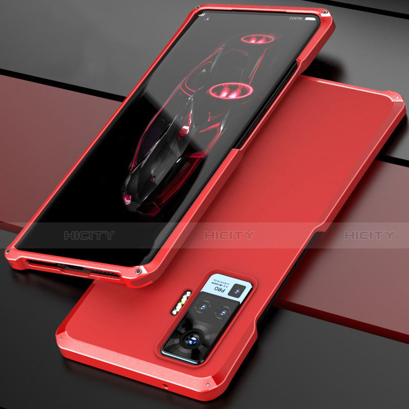 Funda Lujo Marco de Aluminio Carcasa para Vivo X50 Pro 5G Rojo