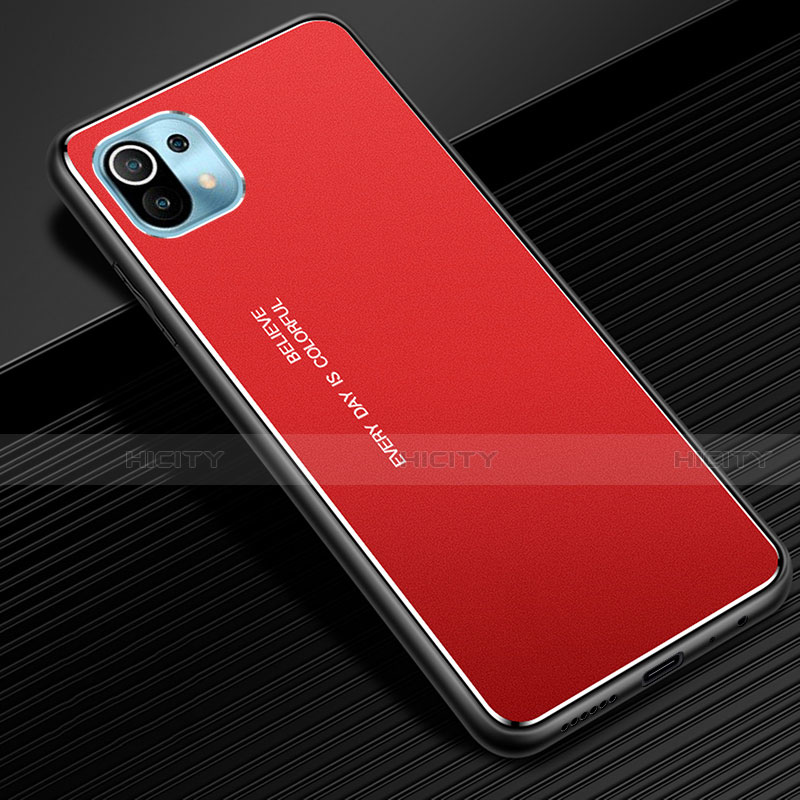 Funda Lujo Marco de Aluminio Carcasa para Xiaomi Mi 11 5G Rojo