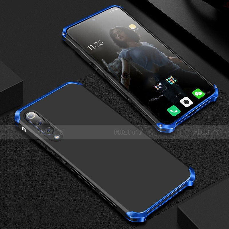 Funda Lujo Marco de Aluminio Carcasa para Xiaomi Mi 9 Azul y Negro