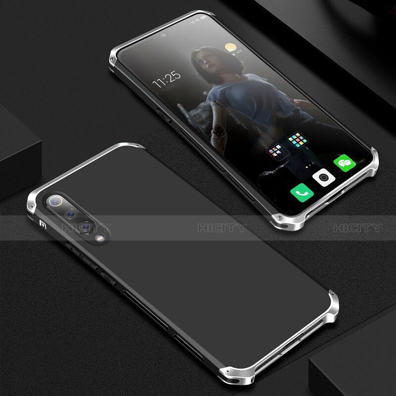 Funda Lujo Marco de Aluminio Carcasa para Xiaomi Mi 9 Lite Plata y Negro