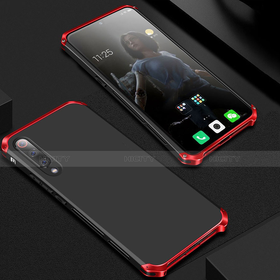 Funda Lujo Marco de Aluminio Carcasa para Xiaomi Mi A3 Lite Rojo y Negro