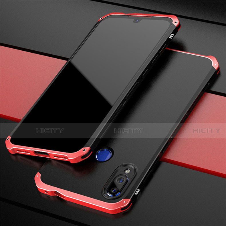 Funda Lujo Marco de Aluminio Carcasa para Xiaomi Redmi Note 7 Rojo y Negro