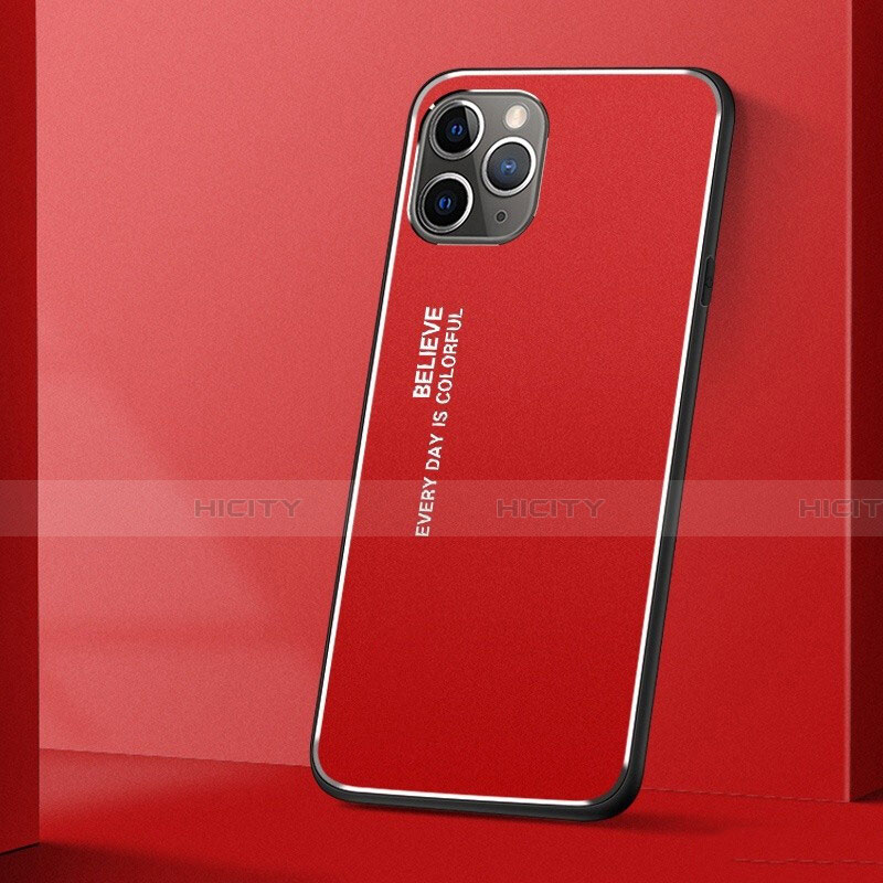 Funda Lujo Marco de Aluminio Carcasa T01 para Apple iPhone 11 Pro Max Rojo