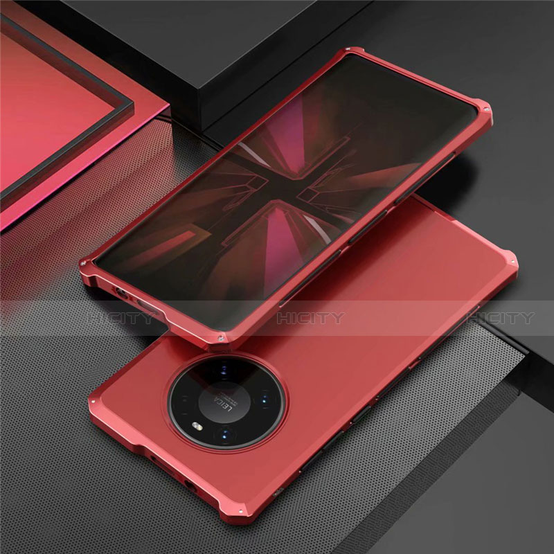 Funda Lujo Marco de Aluminio Carcasa T01 para Huawei Mate 40 Pro Rojo