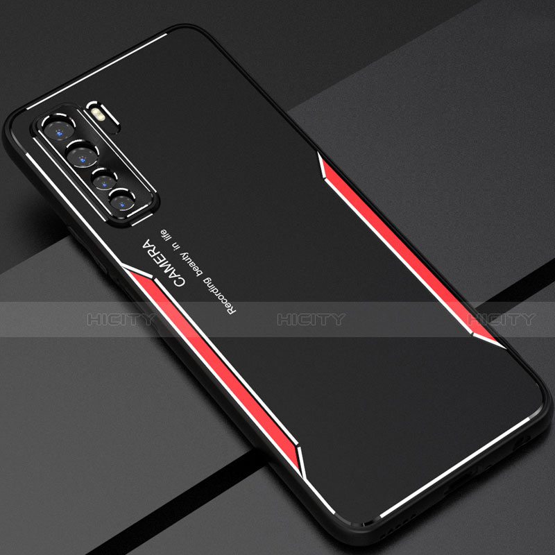 Funda Lujo Marco de Aluminio Carcasa T01 para Huawei Nova 7 SE 5G Rojo