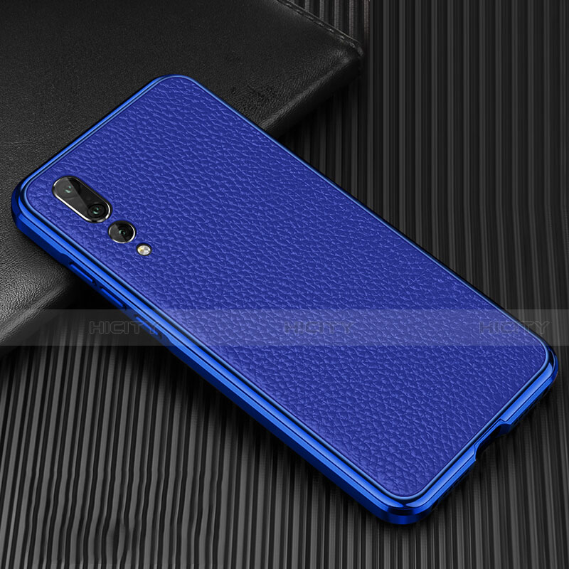 Funda Lujo Marco de Aluminio Carcasa T01 para Huawei P20 Pro Azul