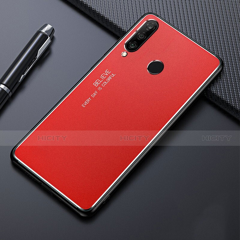 Funda Lujo Marco de Aluminio Carcasa T01 para Huawei P30 Lite Rojo