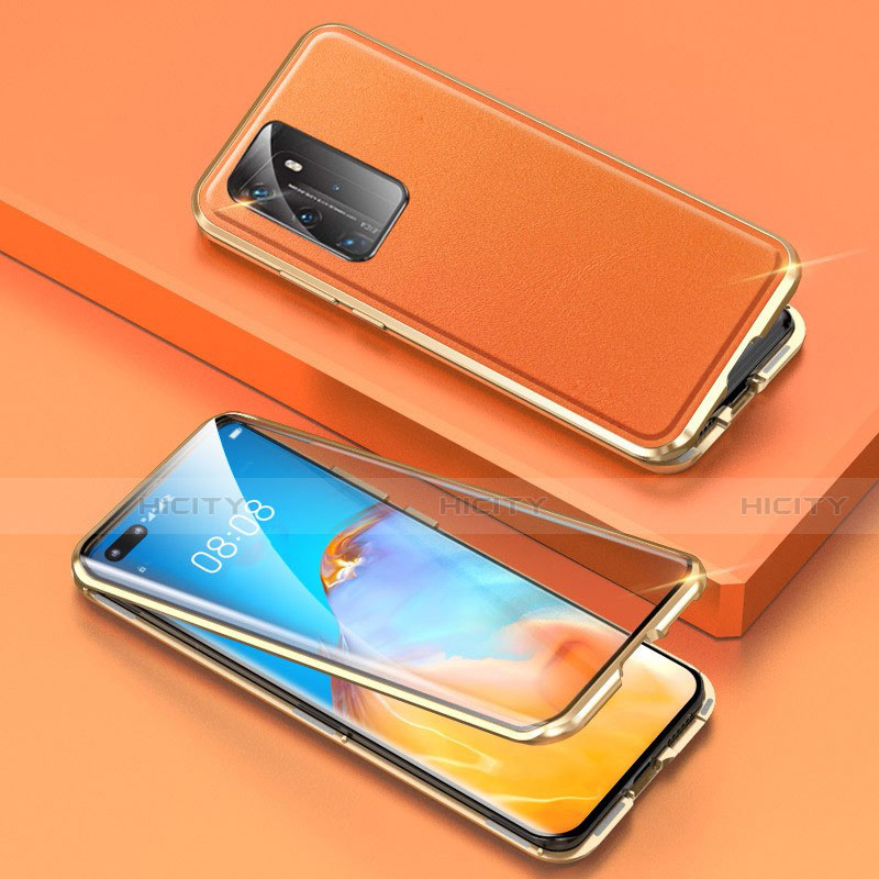 Funda Lujo Marco de Aluminio Carcasa T01 para Huawei P40 Pro Naranja