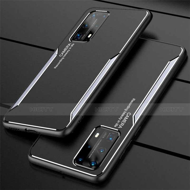 Funda Lujo Marco de Aluminio Carcasa T01 para Huawei P40 Pro+ Plus Plata