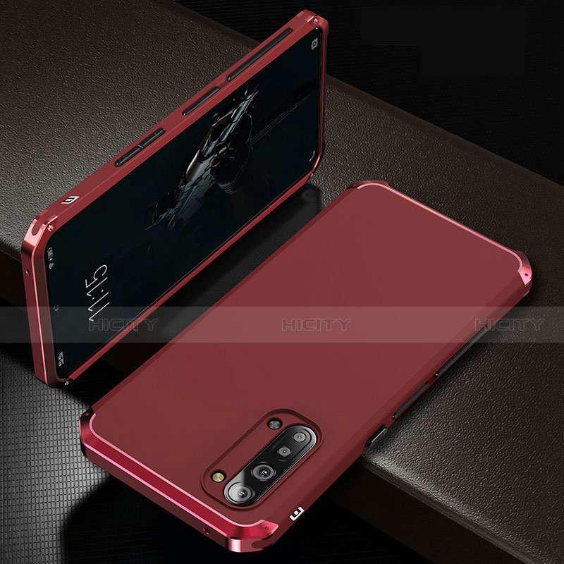 Funda Lujo Marco de Aluminio Carcasa T01 para Oppo A91 Rojo