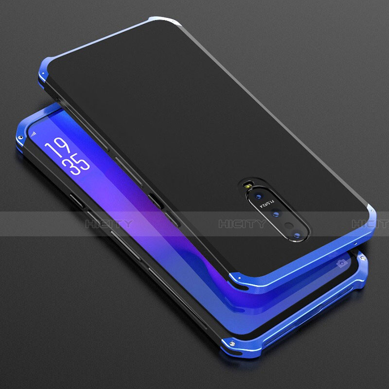 Funda Lujo Marco de Aluminio Carcasa T01 para Oppo R17 Pro Azul y Negro