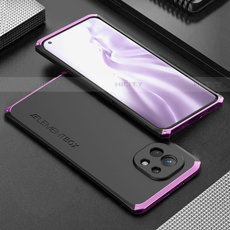 Funda Lujo Marco de Aluminio Carcasa T01 para Xiaomi Mi 11 Lite 4G Morado