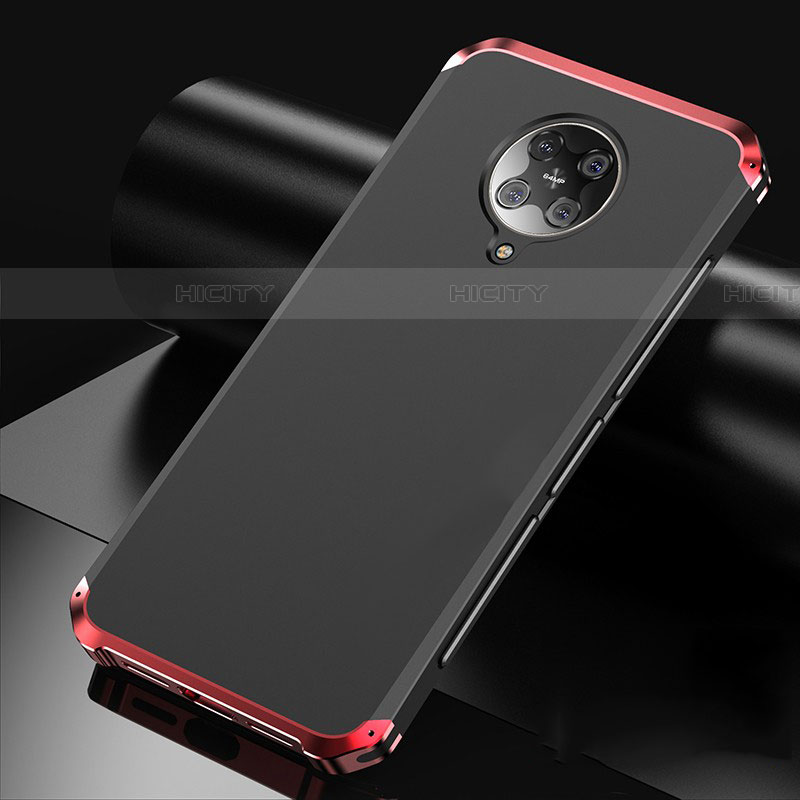 Funda Lujo Marco de Aluminio Carcasa T01 para Xiaomi Poco F2 Pro Rojo y Negro