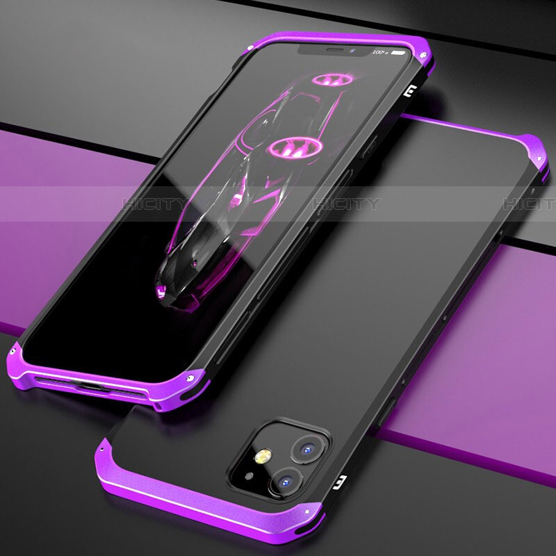 Funda Lujo Marco de Aluminio Carcasa T02 para Apple iPhone 11 Morado