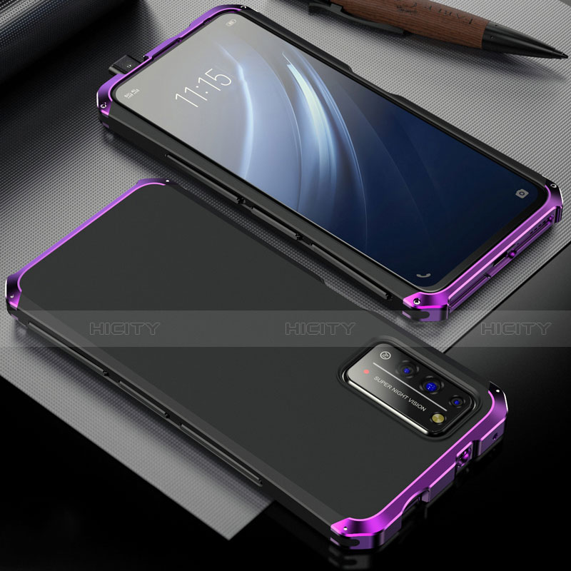 Funda Lujo Marco de Aluminio Carcasa T02 para Huawei Honor X10 5G Morado