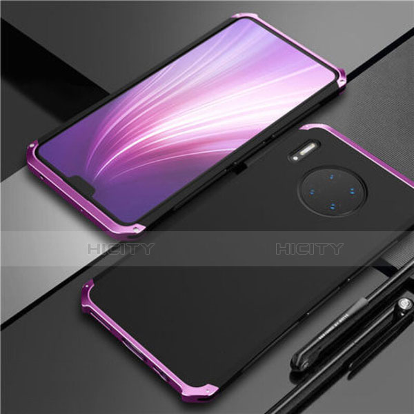 Funda Lujo Marco de Aluminio Carcasa T02 para Huawei Mate 30 5G Morado y Negro