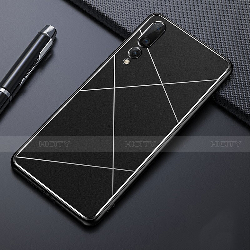 Funda Lujo Marco de Aluminio Carcasa T02 para Huawei P20 Pro Negro