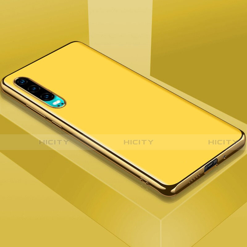 Funda Lujo Marco de Aluminio Carcasa T02 para Huawei P30 Amarillo