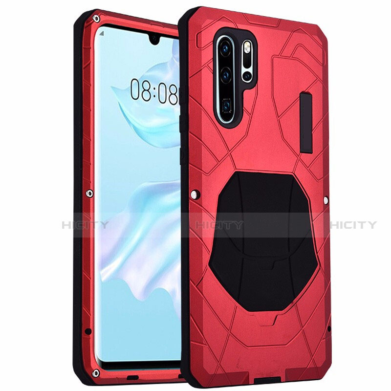 Funda Lujo Marco de Aluminio Carcasa T02 para Huawei P30 Pro New Edition Rojo