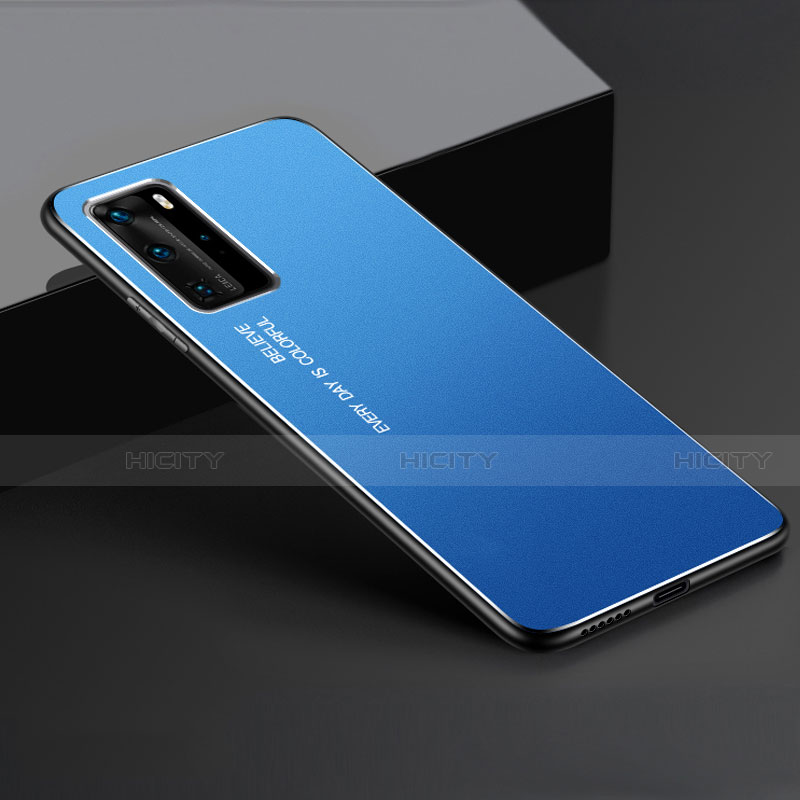 Funda Lujo Marco de Aluminio Carcasa T02 para Huawei P40 Pro Azul