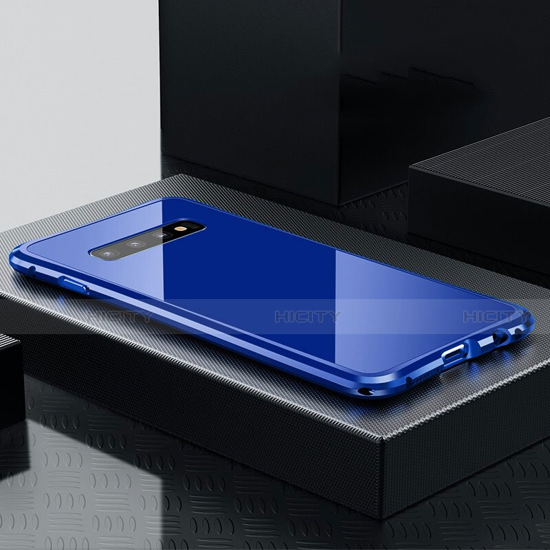 Funda Lujo Marco de Aluminio Carcasa T02 para Samsung Galaxy S10 Azul