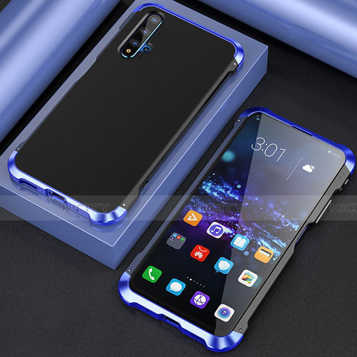 Funda Lujo Marco de Aluminio Carcasa T03 para Huawei Honor 20 Azul