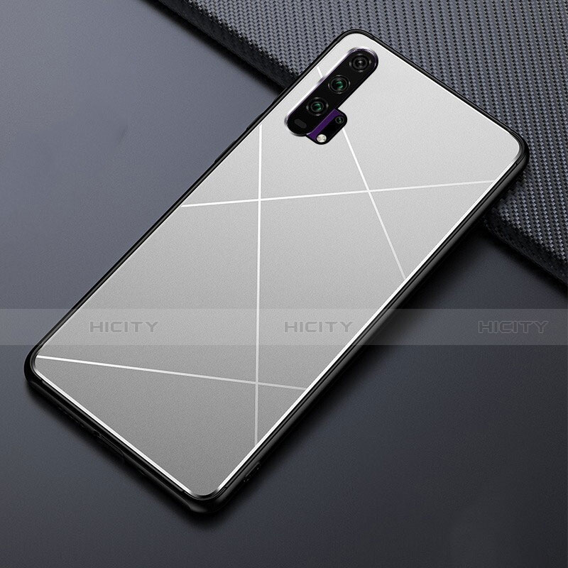 Funda Lujo Marco de Aluminio Carcasa T03 para Huawei Honor 20 Pro Plata