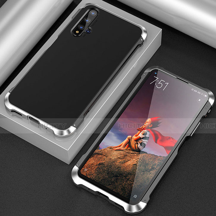 Funda Lujo Marco de Aluminio Carcasa T03 para Huawei Honor 20S Plata