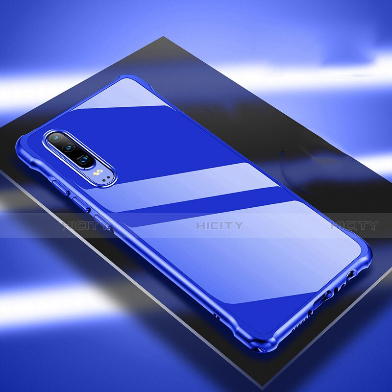 Funda Lujo Marco de Aluminio Carcasa T03 para Huawei P30 Azul