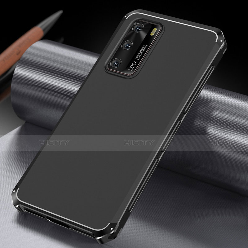 Funda Lujo Marco de Aluminio Carcasa T04 para Huawei P40 Negro