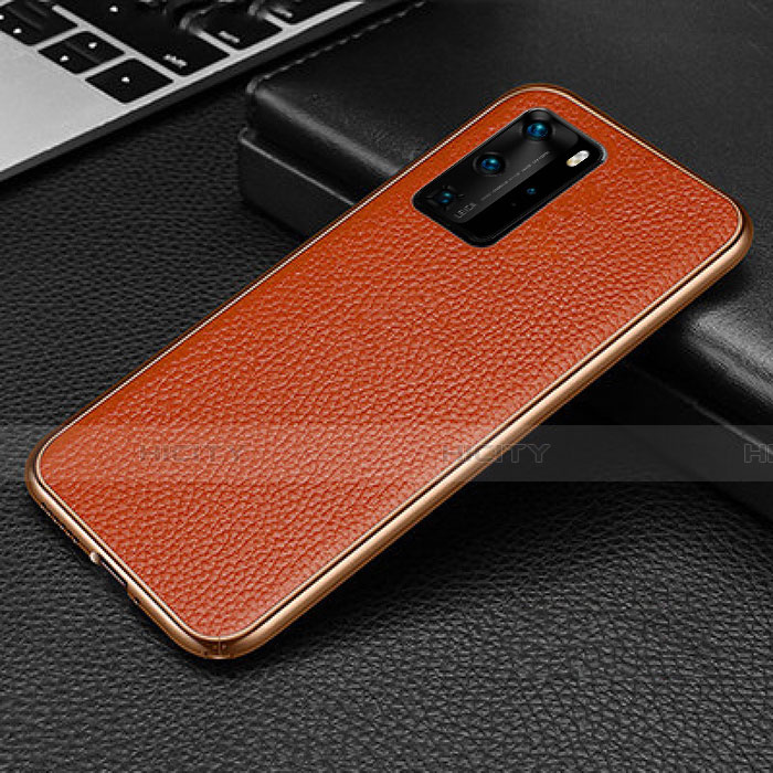 Funda Lujo Marco de Aluminio Carcasa T04 para Huawei P40 Pro Naranja