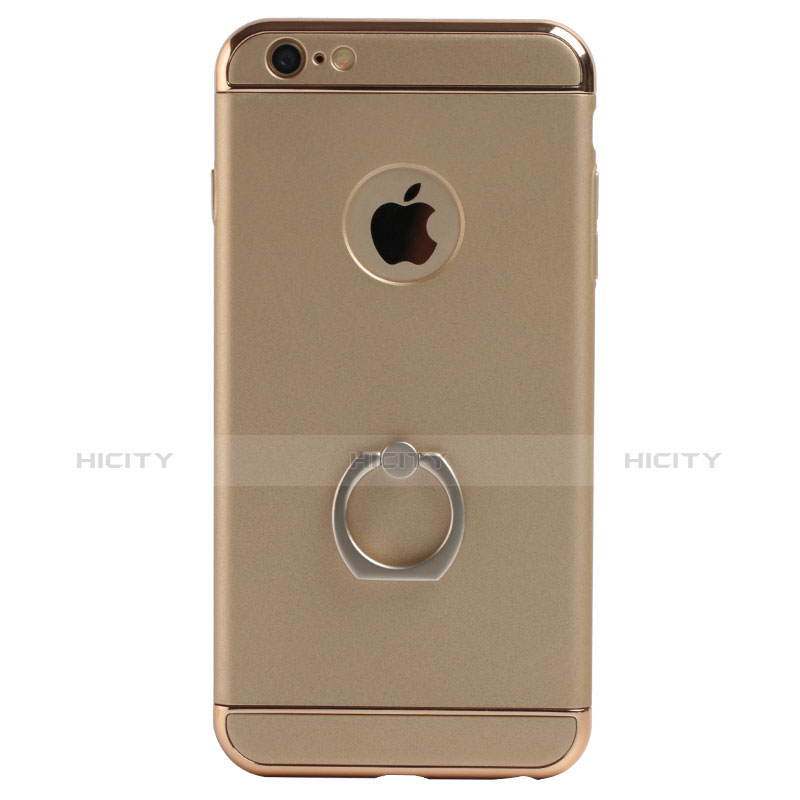 Funda Lujo Marco de Aluminio con Anillo de dedo Soporte para Apple iPhone 6S Oro